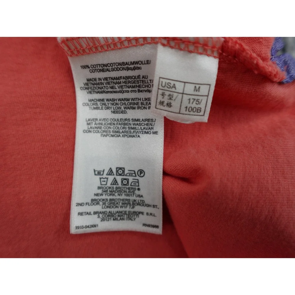 Brooks‎ Brothers 346 Polo Shirt Mens Medium Coral Pink Cotton Short Sleeve Logo